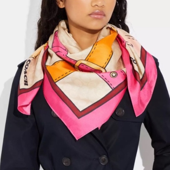 Coach Signature Trompe L’oeil Print Silk Scarf - Picture 2 of 3